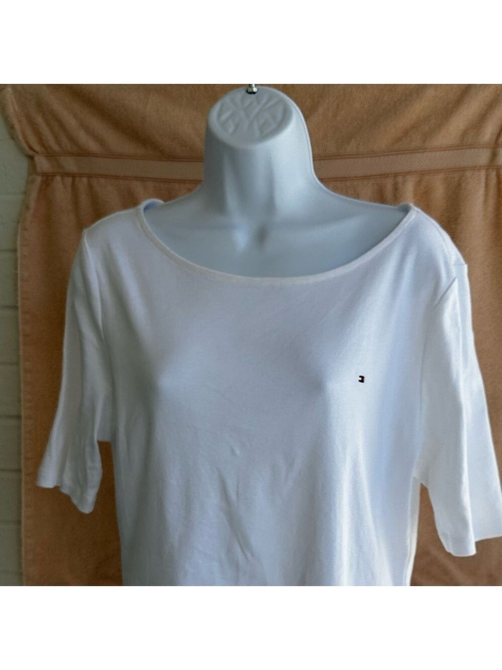 Tommy Hilfiger Solid Crewneck Favorite White Short Sleeve T-Shirt Size XL